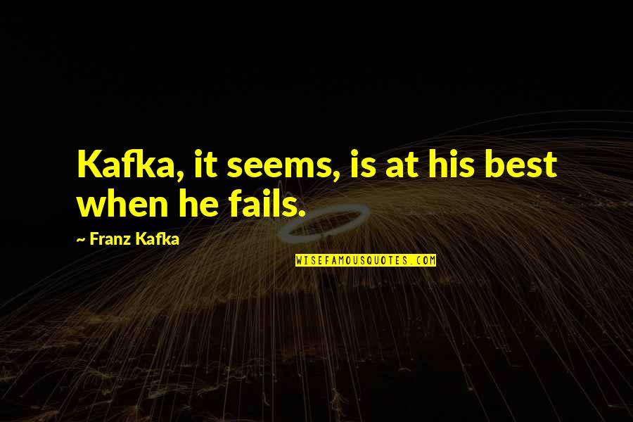 Franz Kafka Quotes By Franz Kafka: Kafka, it seems, is at his best when