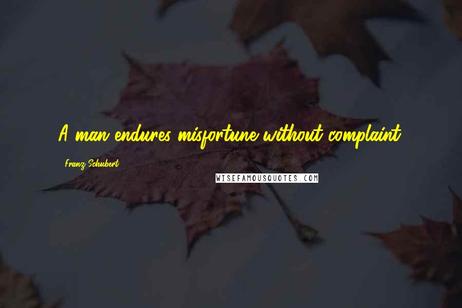 Franz Schubert quotes: A man endures misfortune without complaint.