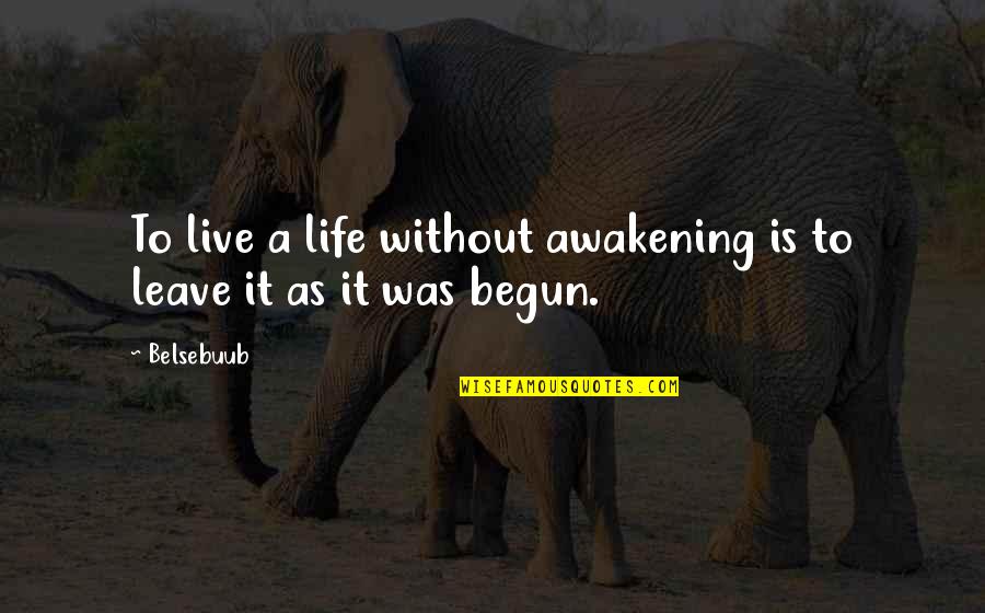 Franziskus Tierheim Quotes By Belsebuub: To live a life without awakening is to