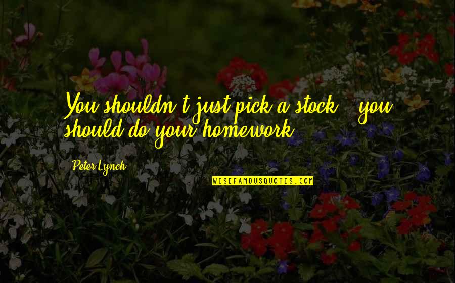Frases Brainy Quotes By Peter Lynch: You shouldn't just pick a stock - you