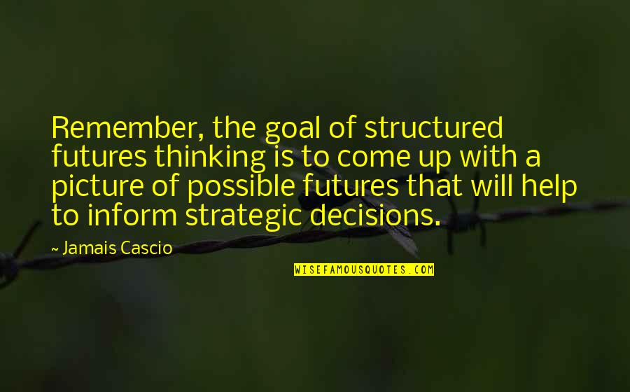 Frassati Quotes By Jamais Cascio: Remember, the goal of structured futures thinking is