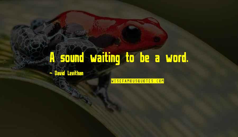 Fraternal Twins Quotes By David Levithan: A sound waiting to be a word.