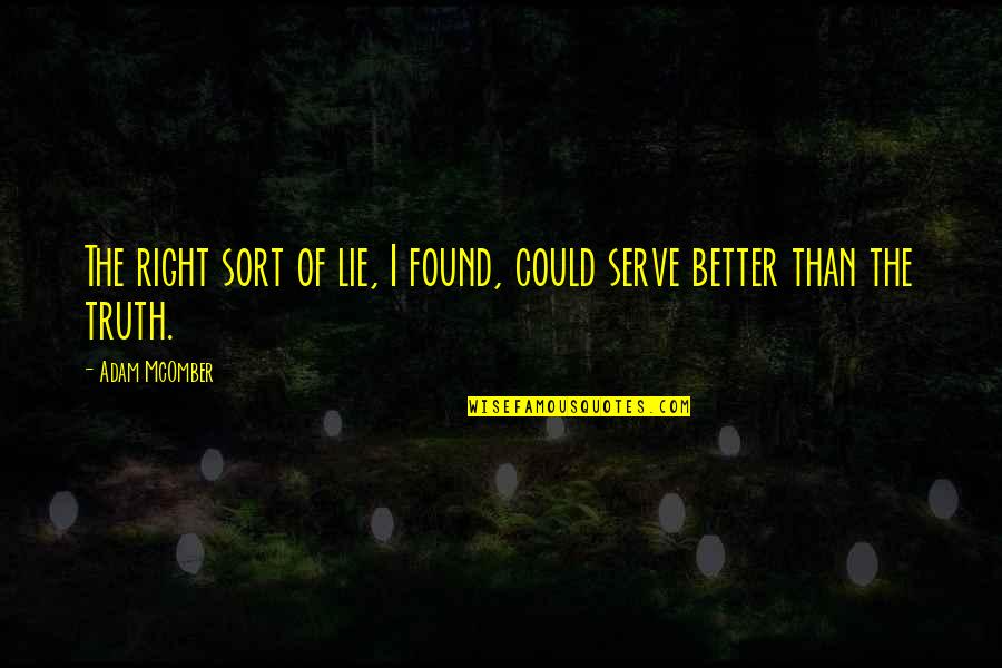 Frayed Jeans Quotes By Adam McOmber: The right sort of lie, I found, could