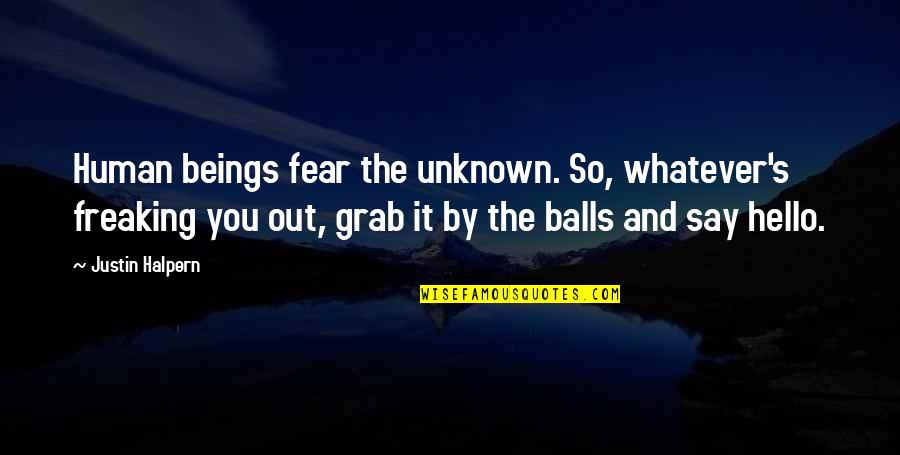 Freaking Out Quotes By Justin Halpern: Human beings fear the unknown. So, whatever's freaking