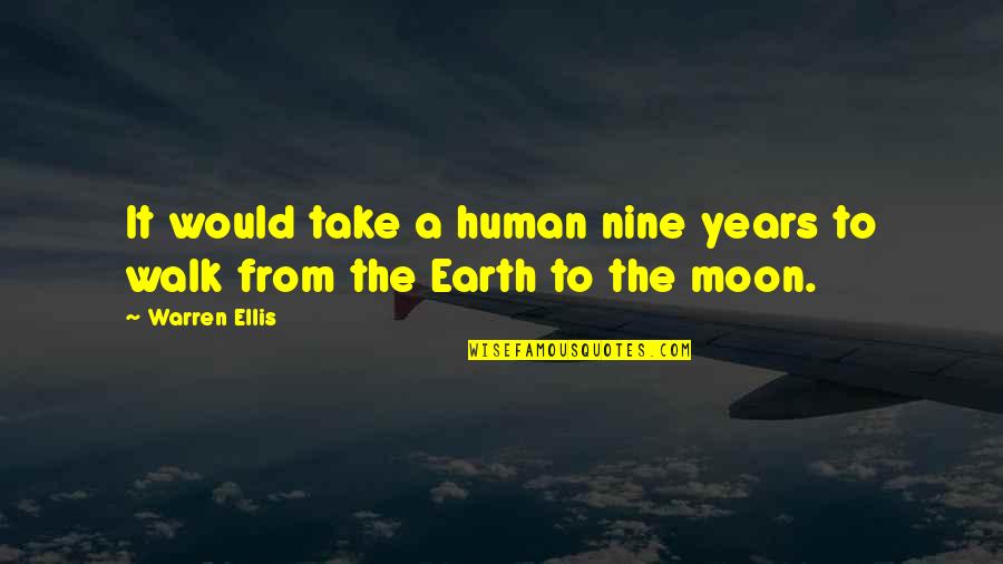 Freaking Sad Quotes By Warren Ellis: It would take a human nine years to