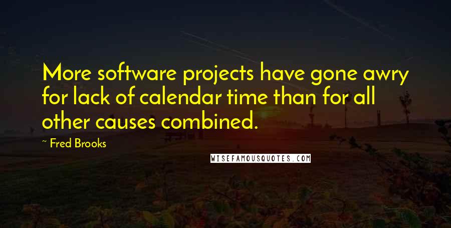 Fred Brooks quotes: More software projects have gone awry for lack of calendar time than for all other causes combined.