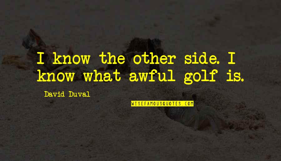 Fred Polak Quotes By David Duval: I know the other side. I know what Fred Polak Quotes By David Duval: I know the other side. I know what