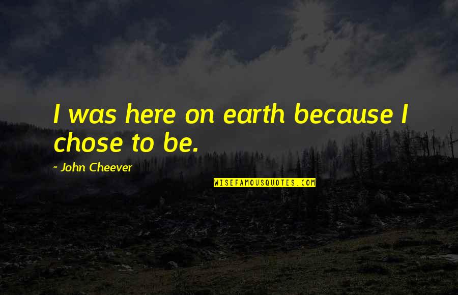 Fred Ward Quotes By John Cheever: I was here on earth because I chose
