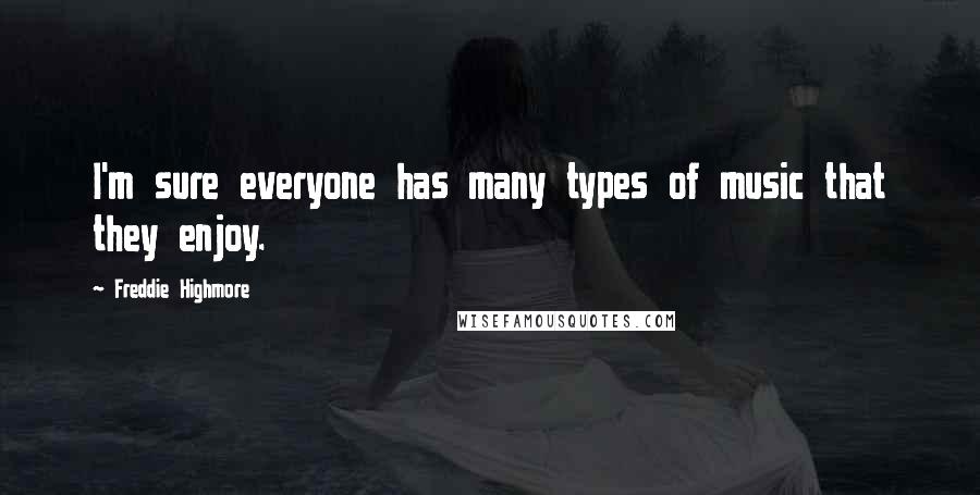 Freddie Highmore quotes: I'm sure everyone has many types of music that they enjoy.