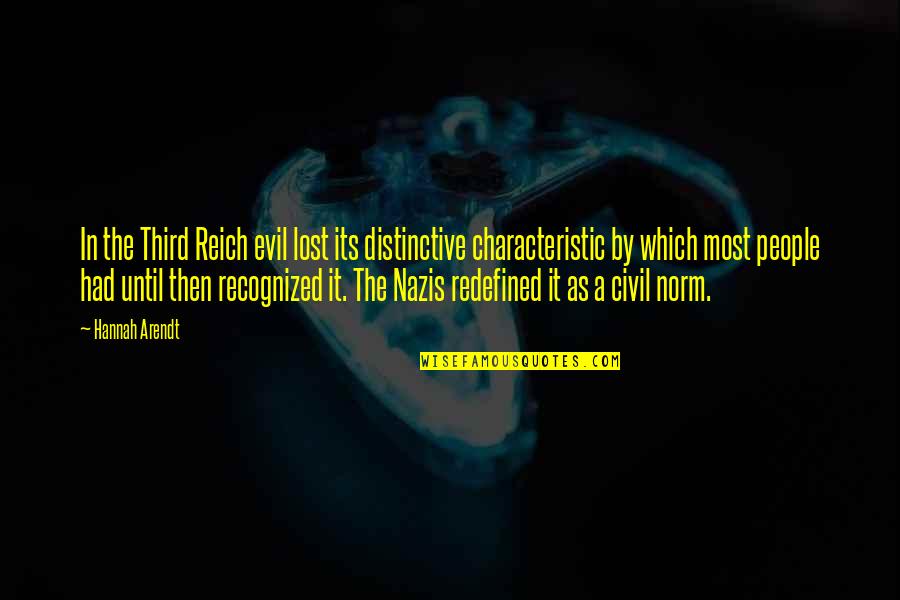 Frederico Tesio Quotes By Hannah Arendt: In the Third Reich evil lost its distinctive Frederico Tesio Quotes By Hannah Arendt: In the Third Reich evil lost its distinctive