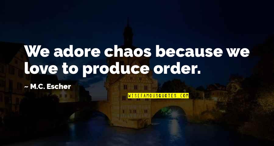 Frederiksen And Denander Quotes By M.C. Escher: We adore chaos because we love to produce