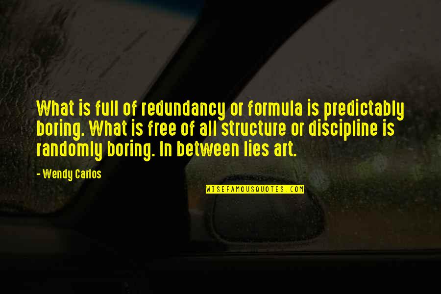 Free Art Quotes By Wendy Carlos: What is full of redundancy or formula is Free Art Quotes By Wendy Carlos: What is full of redundancy or formula is