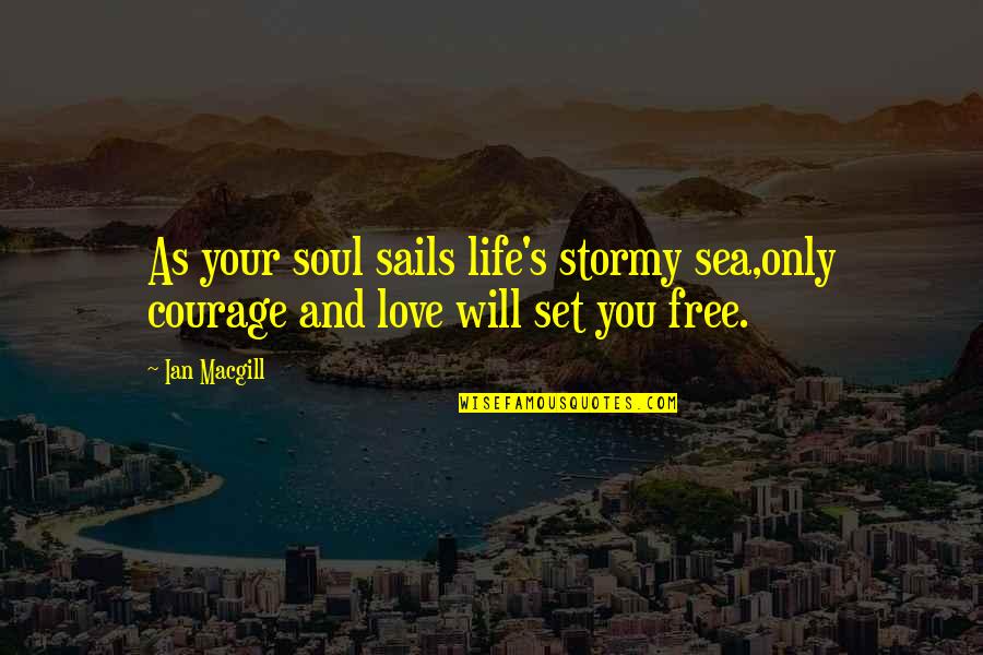 Free Courage Quotes By Ian Macgill: As your soul sails life's stormy sea,only courage