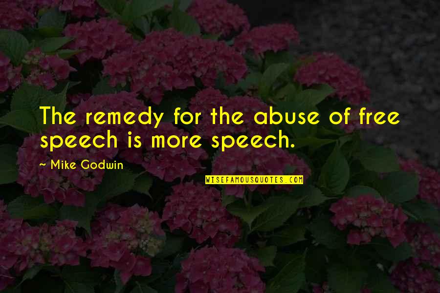 Free From Abuse Quotes By Mike Godwin: The remedy for the abuse of free speech