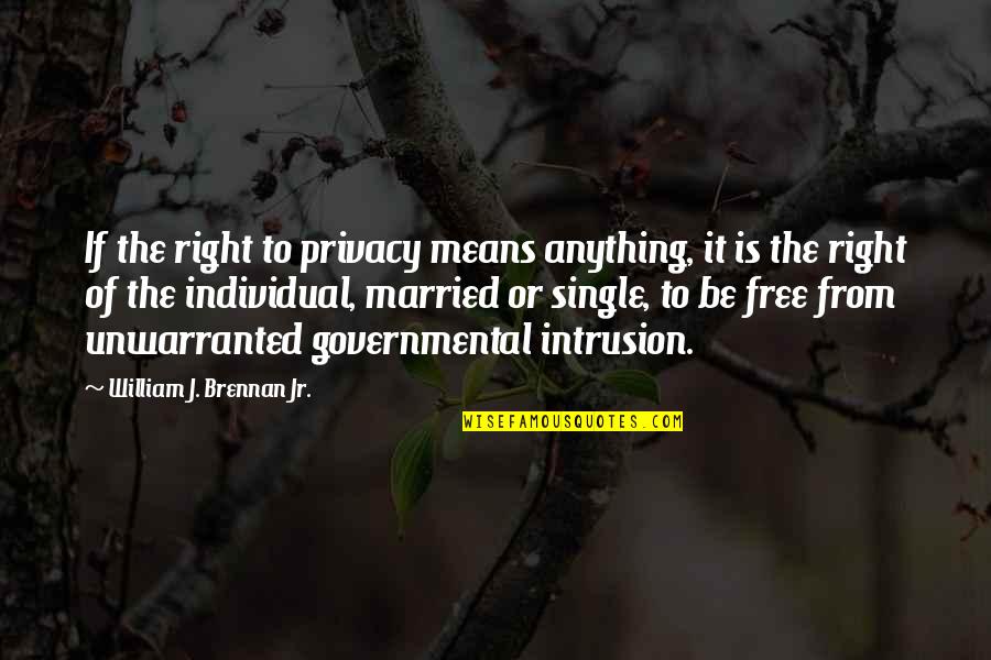 Free From Quotes By William J. Brennan Jr.: If the right to privacy means anything, it