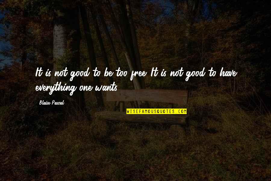 Free Is Not Free Quotes By Blaise Pascal: It is not good to be too free.
