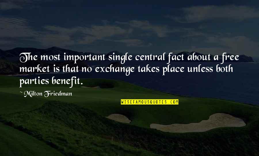 Free Market Quotes By Milton Friedman: The most important single central fact about a