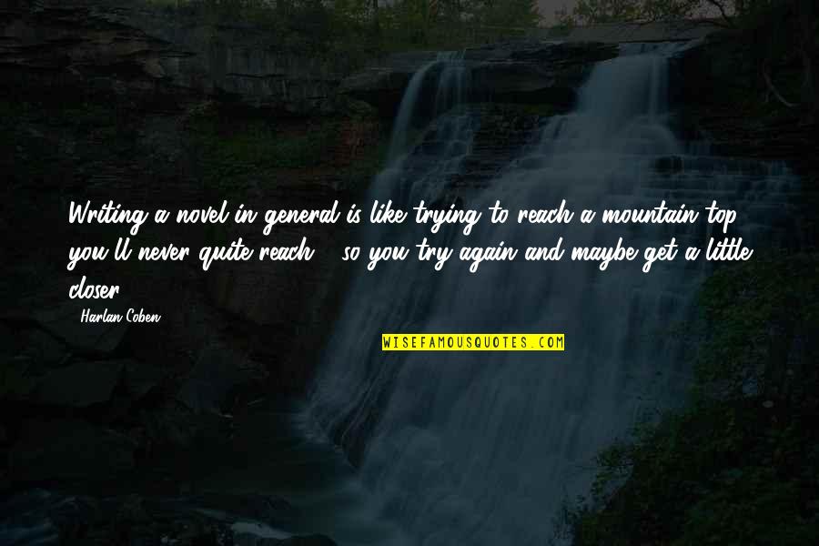 Free Scores Quotes By Harlan Coben: Writing a novel in general is like trying