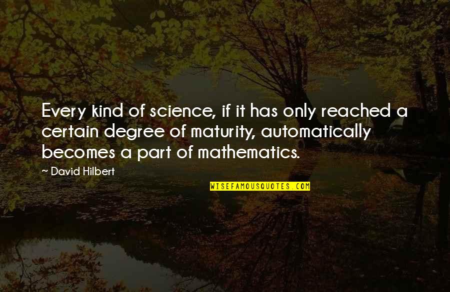 Free Sms Inspirational Quotes By David Hilbert: Every kind of science, if it has only