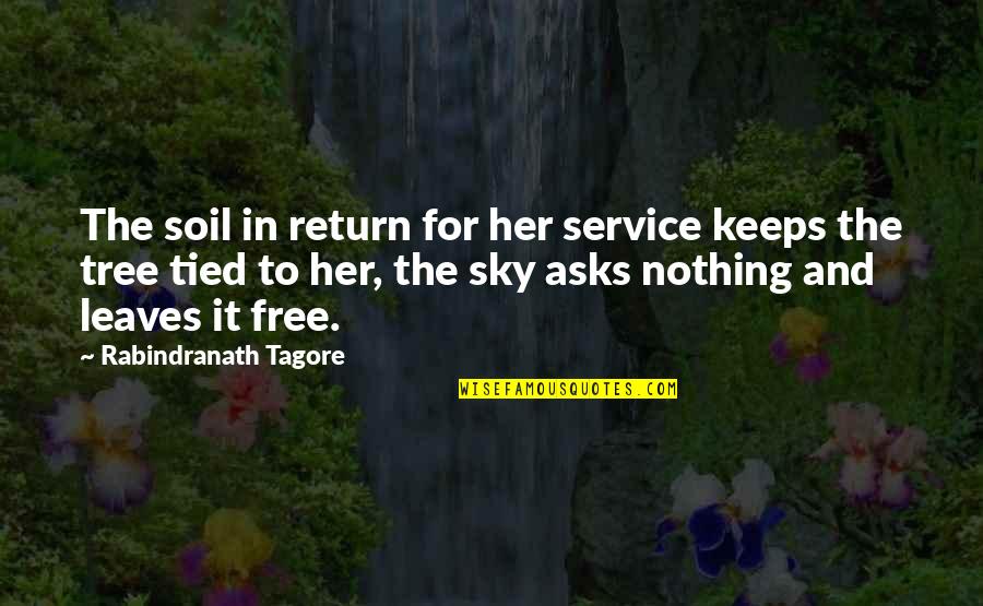 Free Soil Quotes By Rabindranath Tagore: The soil in return for her service keeps