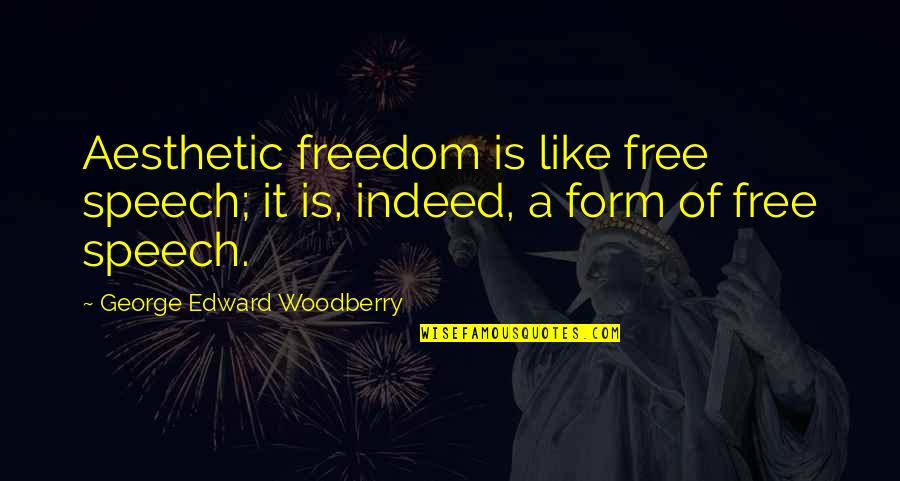 Free Speech Quotes By George Edward Woodberry: Aesthetic freedom is like free speech; it is,