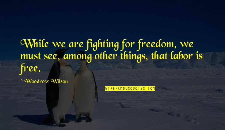 Free Things Quotes By Woodrow Wilson: While we are fighting for freedom, we must