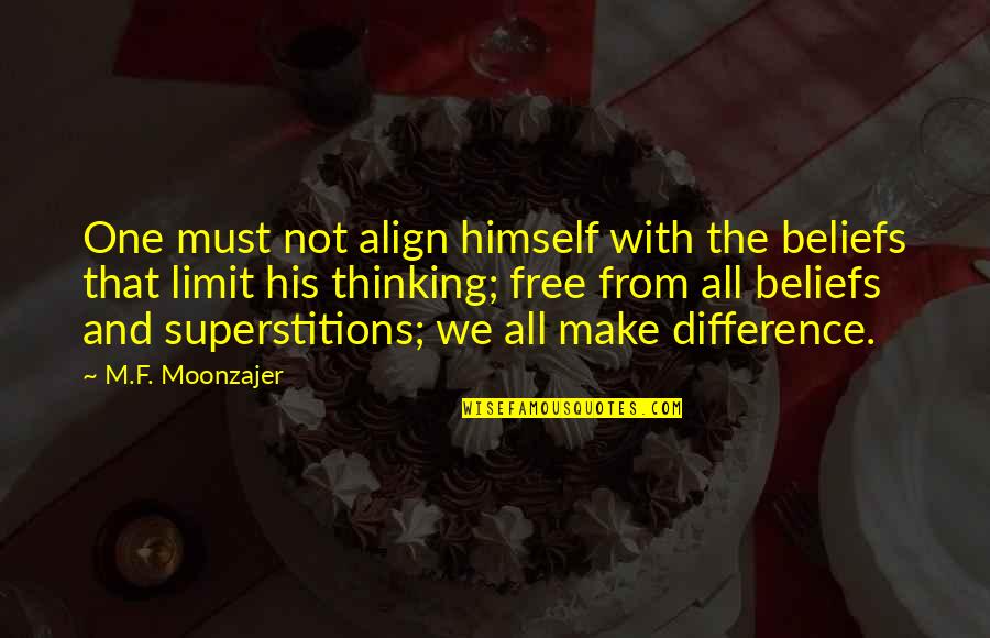 Free Thinking Quotes By M.F. Moonzajer: One must not align himself with the beliefs