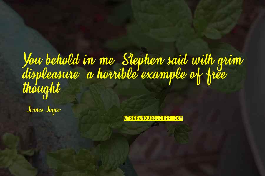 Free Thought Quotes By James Joyce: You behold in me, Stephen said with grim