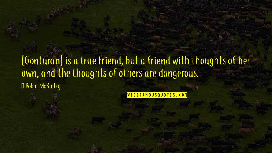 Free Thoughts Quotes By Robin McKinley: [Gonturan] is a true friend, but a friend