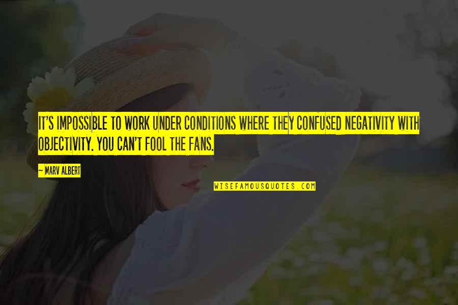 Free Wallpapers Funny Quotes By Marv Albert: It's impossible to work under conditions where they