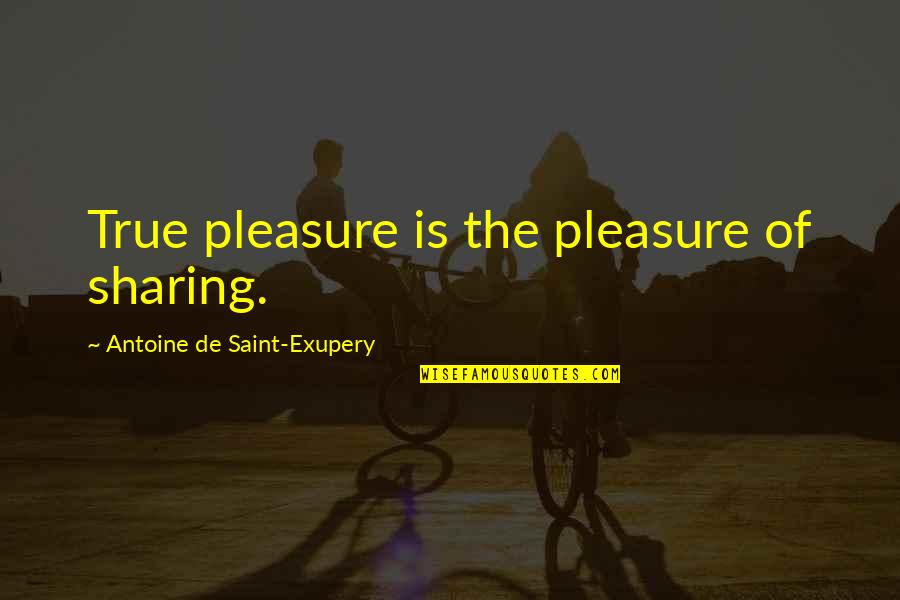 Freedom After War Quotes By Antoine De Saint-Exupery: True pleasure is the pleasure of sharing.