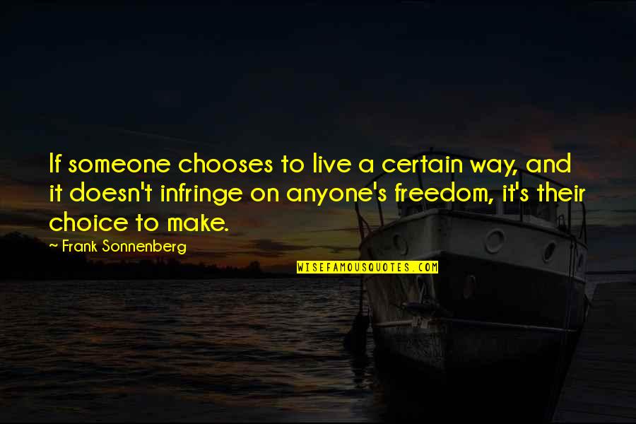 Freedom And Choice Quotes By Frank Sonnenberg: If someone chooses to live a certain way, Freedom And Choice Quotes By Frank Sonnenberg: If someone chooses to live a certain way,
