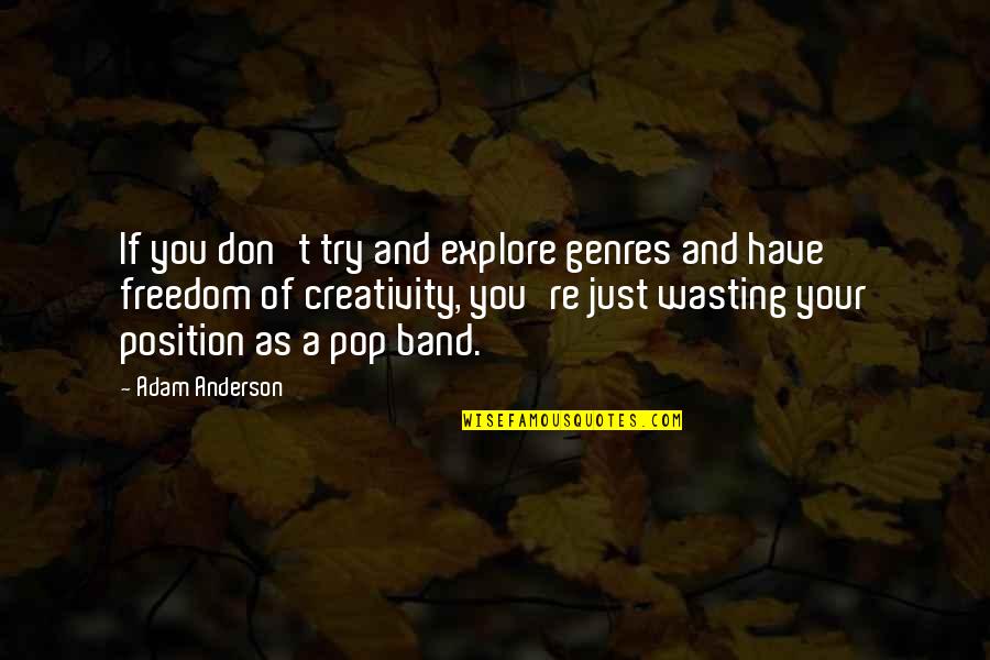 Freedom And Creativity Quotes By Adam Anderson: If you don't try and explore genres and