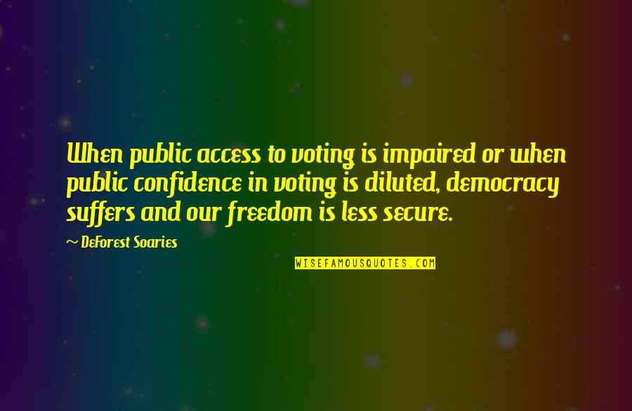 Freedom And Democracy Quotes By DeForest Soaries: When public access to voting is impaired or Freedom And Democracy Quotes By DeForest Soaries: When public access to voting is impaired or