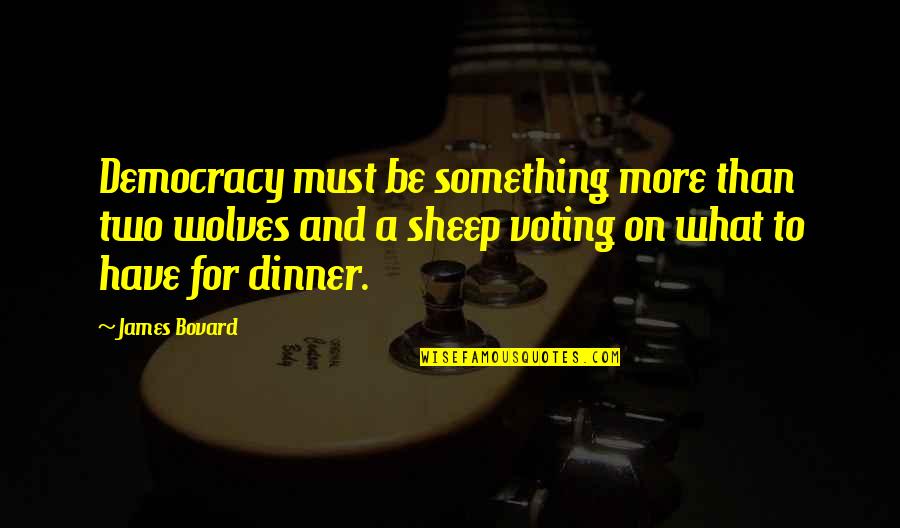 Freedom And Democracy Quotes By James Bovard: Democracy must be something more than two wolves