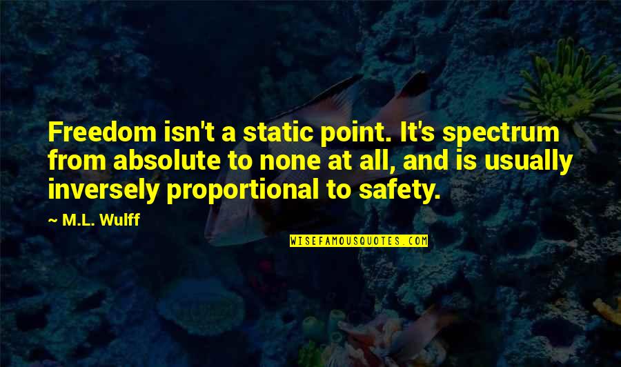 Freedom And Safety Quotes By M.L. Wulff: Freedom isn't a static point. It's spectrum from Freedom And Safety Quotes By M.L. Wulff: Freedom isn't a static point. It's spectrum from