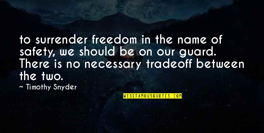 Freedom And Safety Quotes By Timothy Snyder: to surrender freedom in the name of safety,