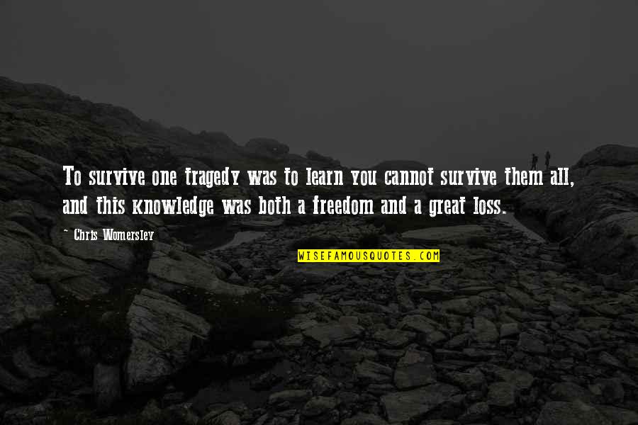 Freedom And War Quotes By Chris Womersley: To survive one tragedy was to learn you