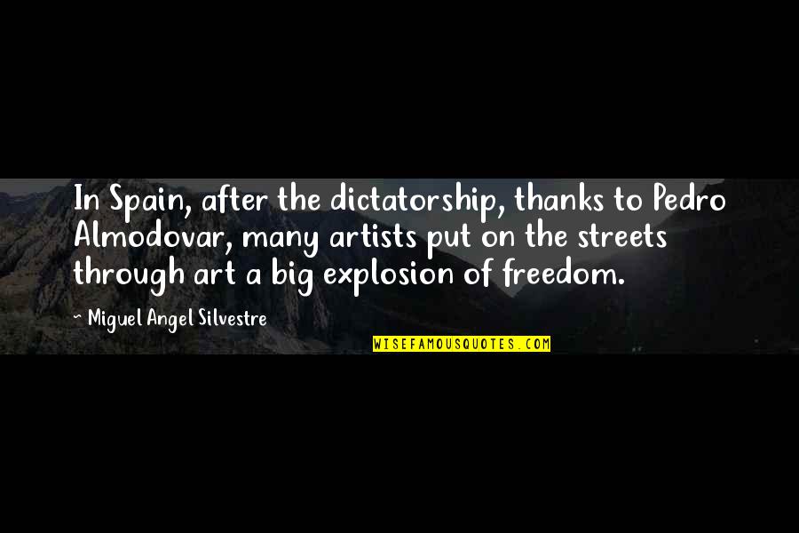 Freedom Art Quotes By Miguel Angel Silvestre: In Spain, after the dictatorship, thanks to Pedro