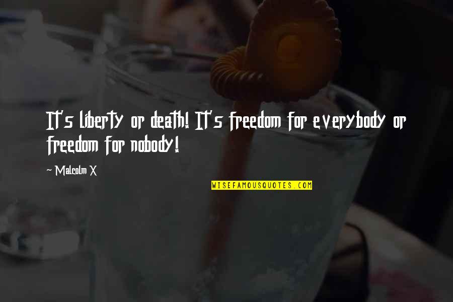 Freedom Death Quotes By Malcolm X: It's liberty or death! It's freedom for everybody
