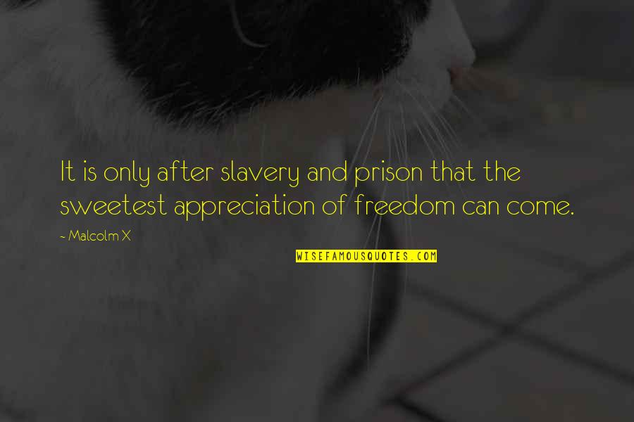 Freedom From Slavery Quotes By Malcolm X: It is only after slavery and prison that