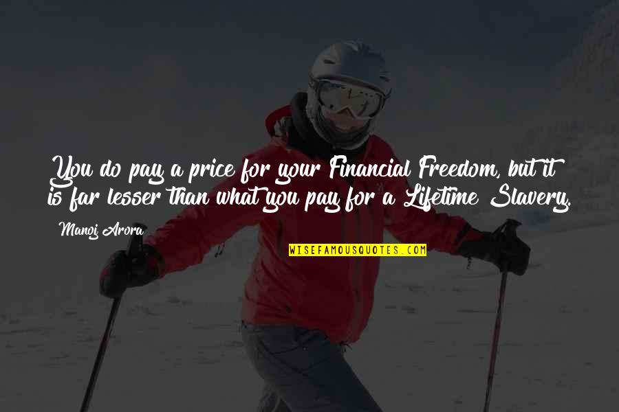Freedom From Slavery Quotes By Manoj Arora: You do pay a price for your Financial