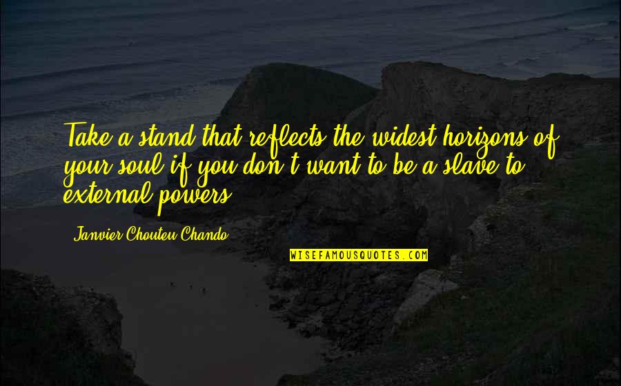 Freedom From Want Quotes By Janvier Chouteu-Chando: Take a stand that reflects the widest horizons