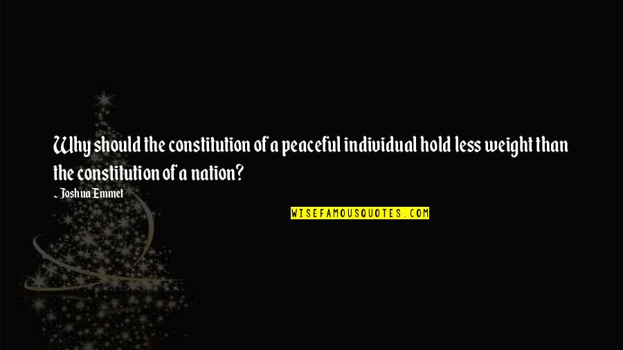 Freedom Individual Quotes By Joshua Emmet: Why should the constitution of a peaceful individual