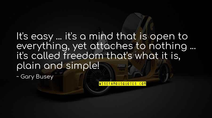Freedom Is Everything Quotes By Gary Busey: It's easy ... it's a mind that is