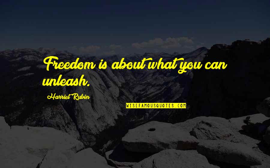 Freedom Is Quotes By Harriet Rubin: Freedom is about what you can unleash. Freedom Is Quotes By Harriet Rubin: Freedom is about what you can unleash.