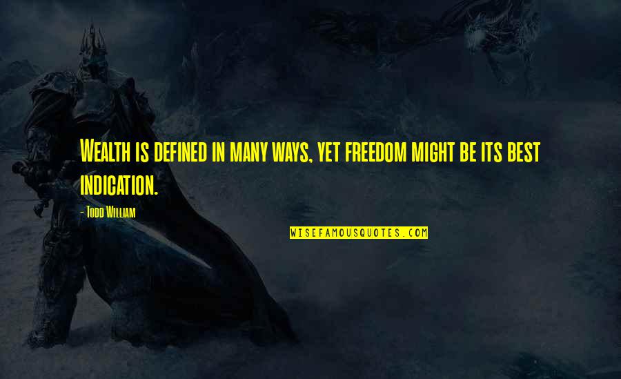 Freedom Is Wealth Quotes By Todd William: Wealth is defined in many ways, yet freedom