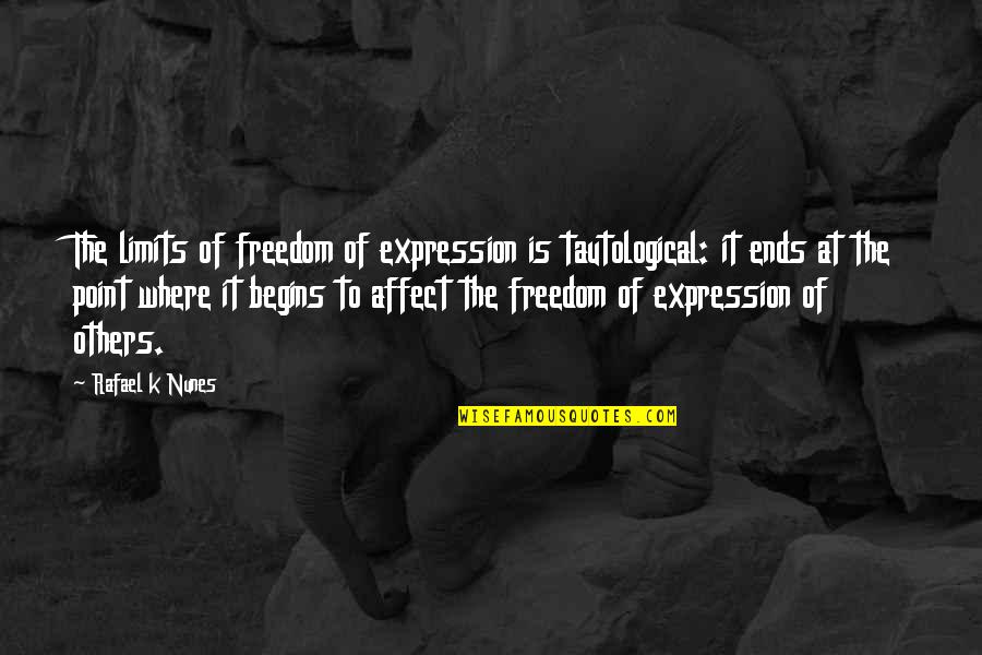 Freedom Of Expression Quotes By Rafael K Nunes: The limits of freedom of expression is tautological: