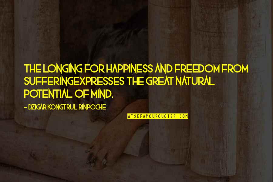 Freedom Of Mind Quotes By Dzigar Kongtrul Rinpoche: The longing for happiness and freedom from sufferingexpresses