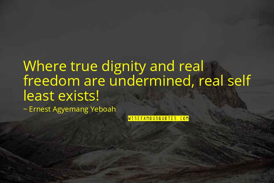 Freedom Of Mind Quotes By Ernest Agyemang Yeboah: Where true dignity and real freedom are undermined,